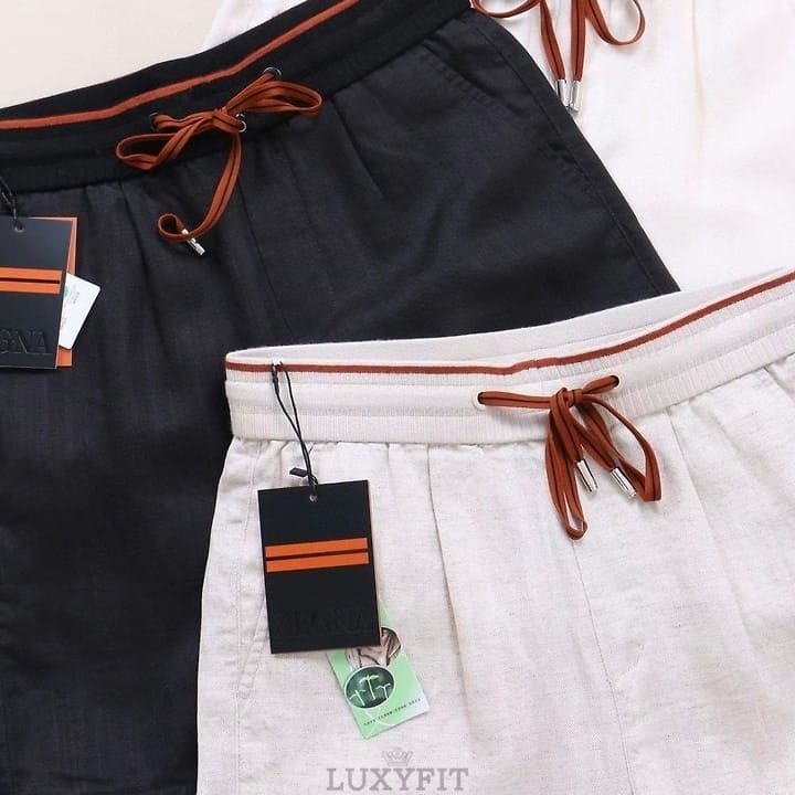 ZN 제냐 스티치포인트 밴딩 린넨 하프팬츠