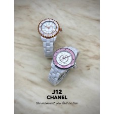 CN 샤넬 J12 핑크.골드베젤 화이트다이얼 