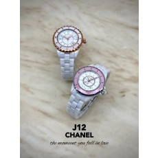 CN 샤넬 J12 핑크.골드베젤 화이트다이얼 