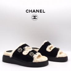 CN 샤넬 여성 스웨이드 까멜리아 샌들