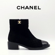 CN 샤넬 여성 CC로고 스웨이드 앵클부츠