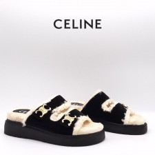 CL 셀린느 여성 스웨이드 로고 샌들