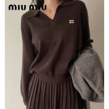 MU 미우미우 브라운 플리츠 세트