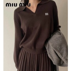 MU 미우미우 브라운 플리츠 세트