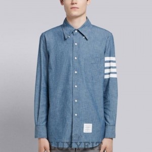 TB 톰브라운 4바 블루 샴브레이 셔츠