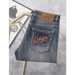 LW 로에베 아나그램 자수 패치 워싱스판 데님진