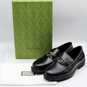 GC 구찌 GG 블랙 로고 로퍼 구두