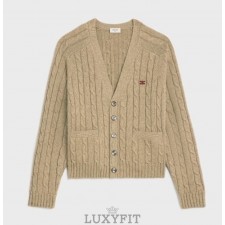 CL 셀린느 캐시미어 트리옹프 로고 케이블 가디건