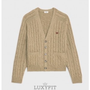 CL 셀린느 캐시미어 트리옹프 로고 케이블 가디건