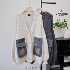 CN 샤넬 데님 포켓 니트 코트