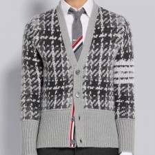 TB 톰브라운 캐시미어 자카드 체크 펀믹스 가디건