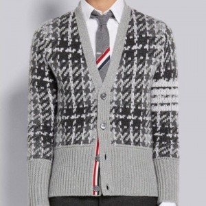 TB 톰브라운 캐시미어 자카드 체크 펀믹스 가디건
