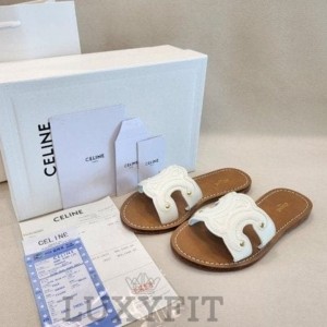 CL 셀린느 트리옹프 뮬 카프스킨 화이트