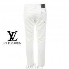 LV 루이비통 모노 자수 화이트 슬림 일자진