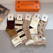 LV 루이비통 브라운 패턴 5종 양말