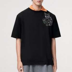 LW 로에베 F02 아나그램 캣 자수 티셔츠