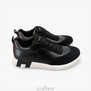 HM 에르메스 바운싱 블랙 레더 스니커즈