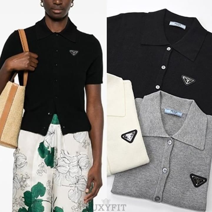 PD 프라다 카라 반팔가디건