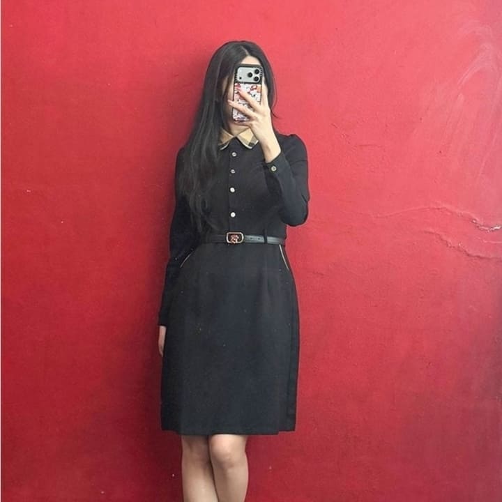 BB 버버리 여성 셔츠 카라 벨티드 원피스