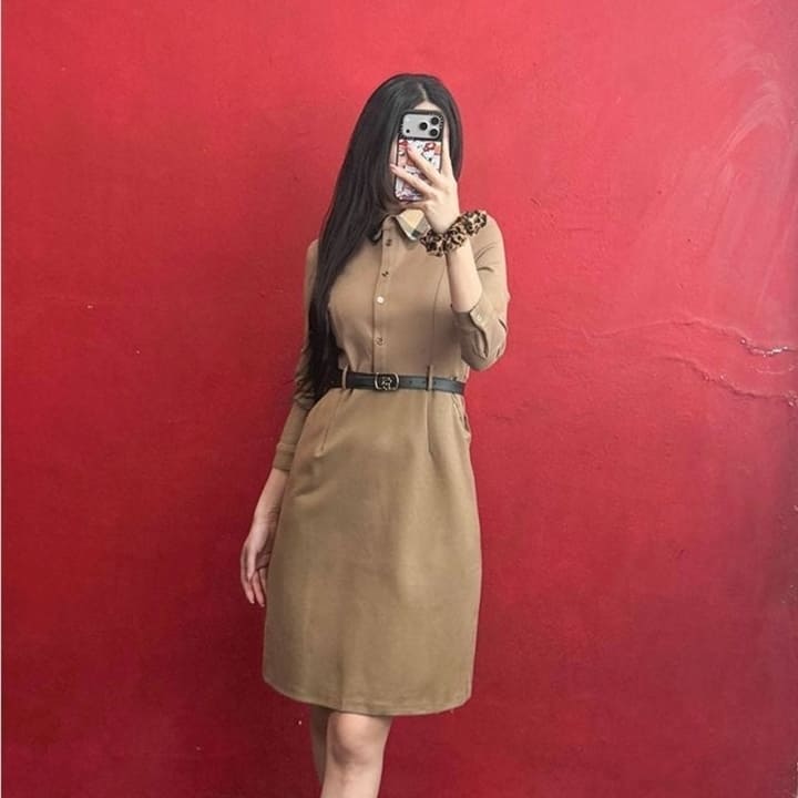 BB 버버리 여성 셔츠 카라 벨티드 원피스