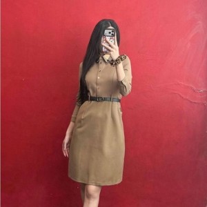 BB 버버리 여성 셔츠 카라 벨티드 원피스