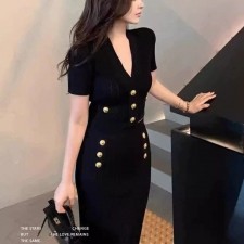 BM 발망 라이온 버튼 가디건 니트 롱 스커트 투피스 세트