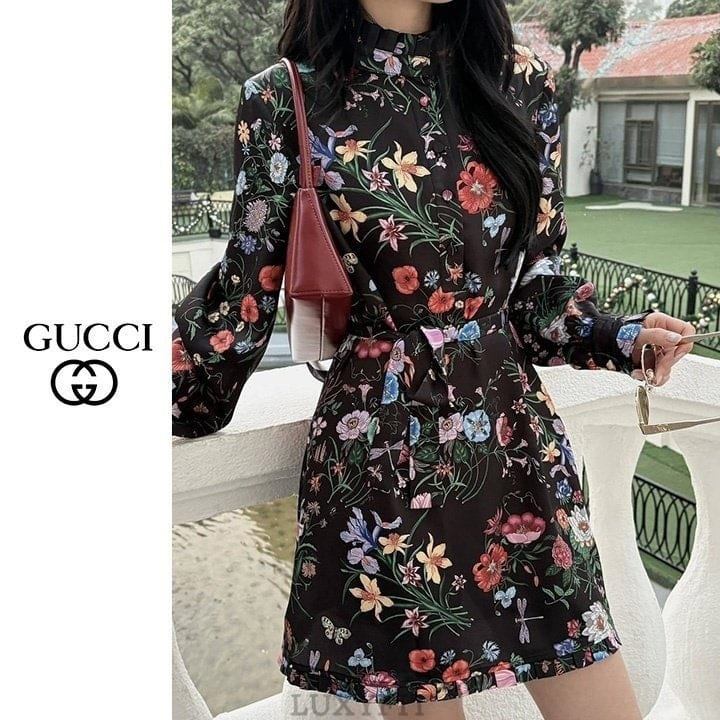GC 구찌 플로라 프린트 실크원피스