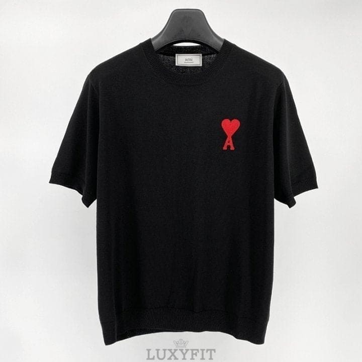 AM 아미 레드하트 니트반팔