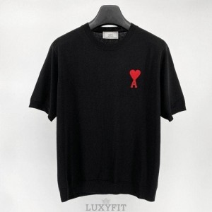 AM 아미 레드하트 니트반팔