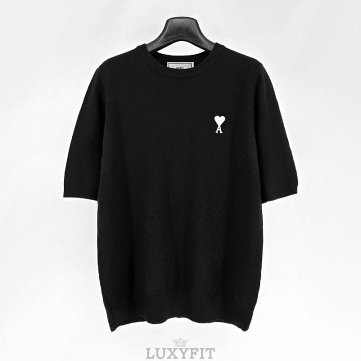 AM 아미 화이트로고 여성 니트반팔