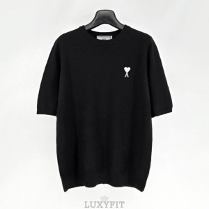 AM 아미 화이트로고 여성 니트반팔