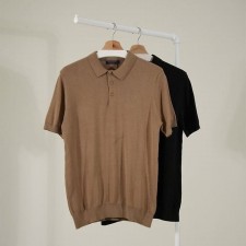 LV 루이비통 톤온톤 로고 카라 니트 반팔 티셔츠