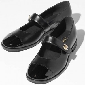 CN 샤넬 CC 메리제인 턴락 플랫 슈즈