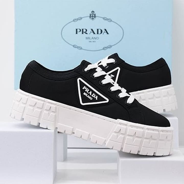 PD 프라다 더블 휠 나일론 개버딘 스니커즈