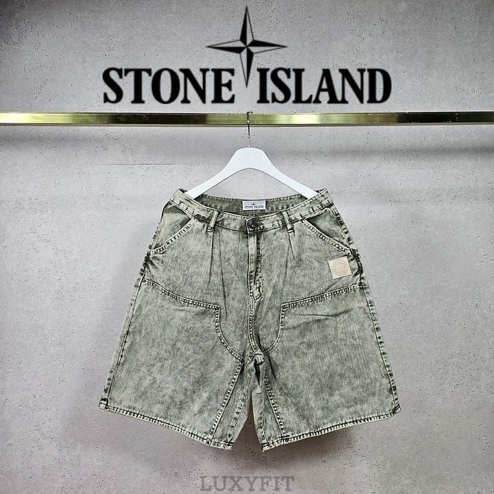 ST 스톤 아일랜드 피그먼트 타이다이 워싱데님 하프팬츠