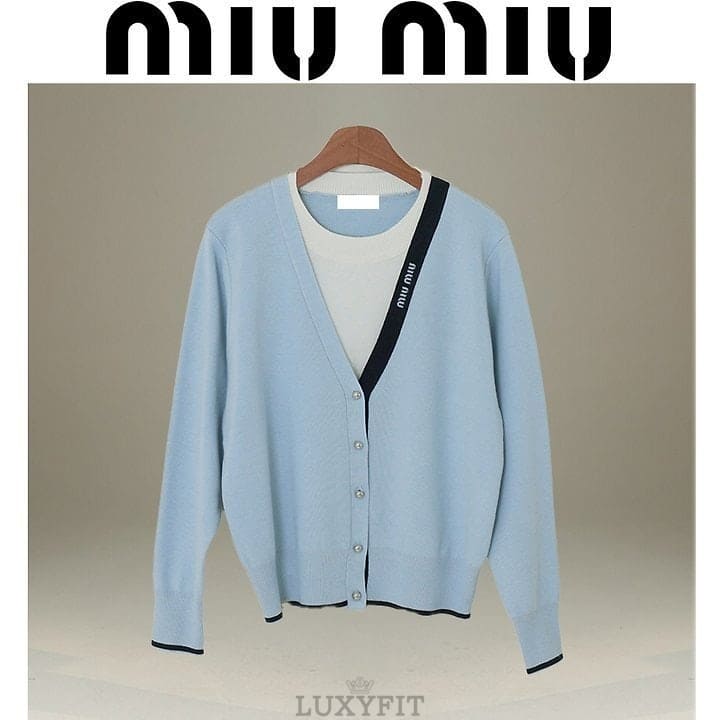 MU 미우미우 이중배색 가디건