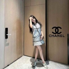 CN 샤넬 로고패턴 빈티지 민소매 원피스