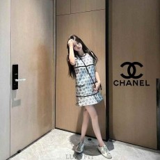 CN 샤넬 로고패턴 빈티지 민소매 원피스