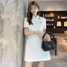 MU 미우미우 카라 로고 원피스