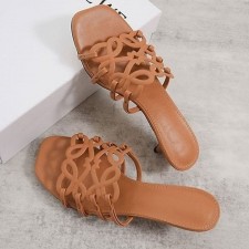 LW 로에베 페탈 아나그램 스랑이드 소프트 카프스킨 굽 뮬