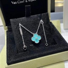 VC 반클리프 아펠 빈티지 알함브라 펜던트 (화이트 골드/터콰이즈)