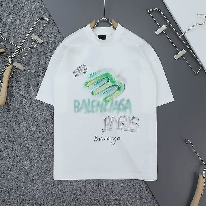 BC 발렌시아가 BB 빈티지 페인팅로고 오버핏 반팔 티셔츠