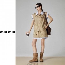 MU 미우미우 배색 셔츠 레이어드 스커트세트
