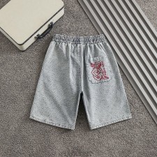 LV 루이비통 모노그램 캐릭터자수로고 워싱데님 하프팬츠