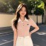 CL 셀린느 배색카라 꽈배기 반팔니트