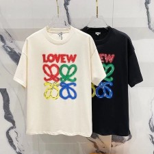 LW 로에베 멀티칼라 레터링로고 코튼 라운드티