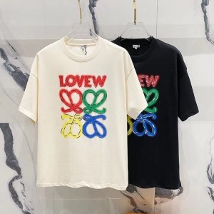 LW 로에베 멀티칼라 레터링로고 코튼 라운드티