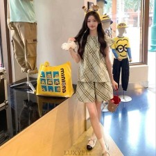 BB 버버리 체크 민트 프리스타일 셔츠 반바지 세트 - 수입