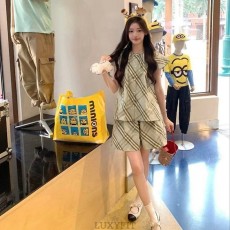 BB 버버리 체크 민트 프리스타일 셔츠 반바지 세트 - 수입