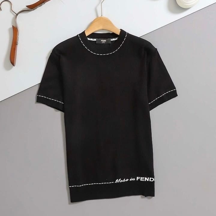 FD 펜디 스티치 자카드 반팔 스웨터